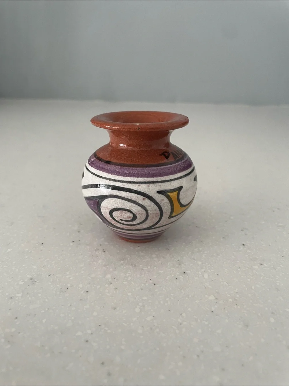 Panama Hand Painted Mini Pottery Vase Folk Art 3”